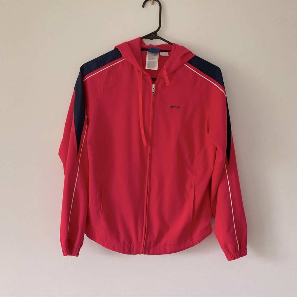 Reebok Highlighter Pink Zip Up Windbreaker Jacket Small